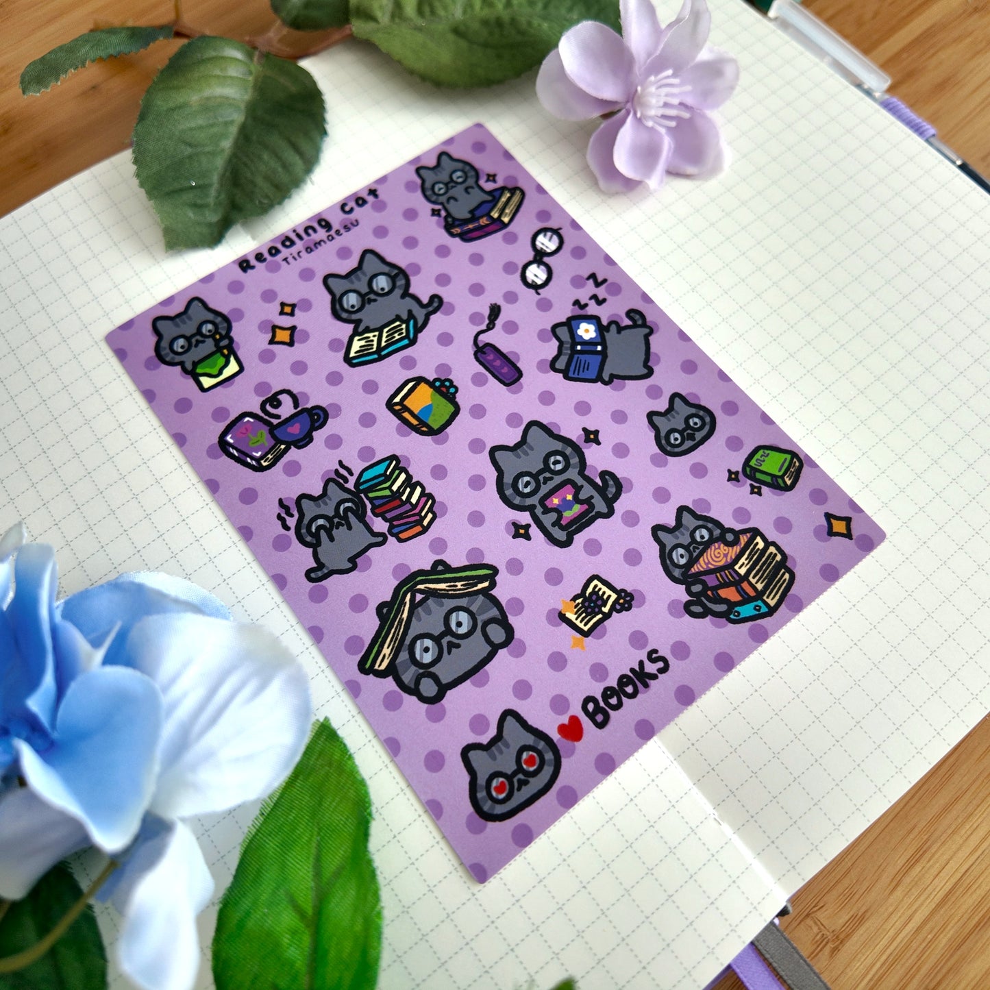 Reading Cat Sticker Sheet