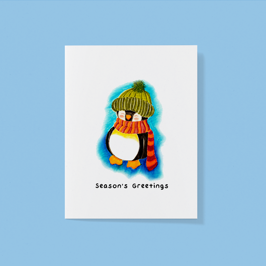 Season's Greetings Penguin Greeting Card