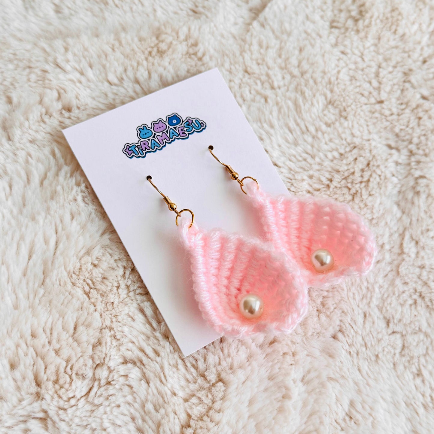 Pink Leaf Crochet Earrings