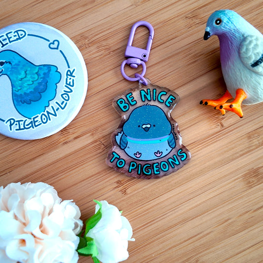 Be Nice to Pigeons Keychain