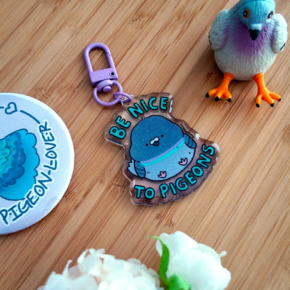 Be Nice to Pigeons Keychain