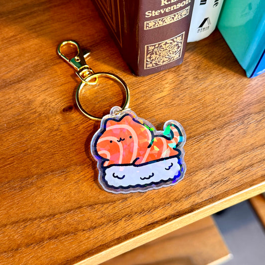 Salmon Sushi Cat Keychain
