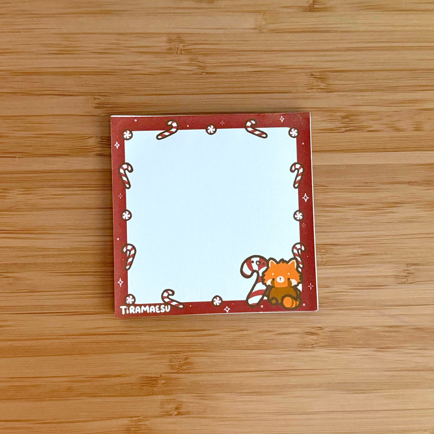 Candy Cane Red Panda Square Notepad