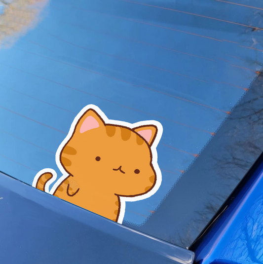 Orange Tabby Cat Peeker Sticker