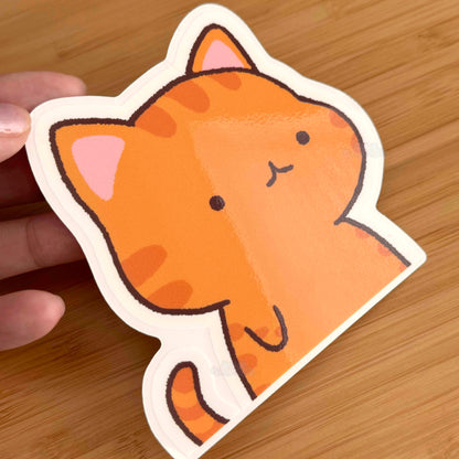 Orange Tabby Cat Peeker Sticker