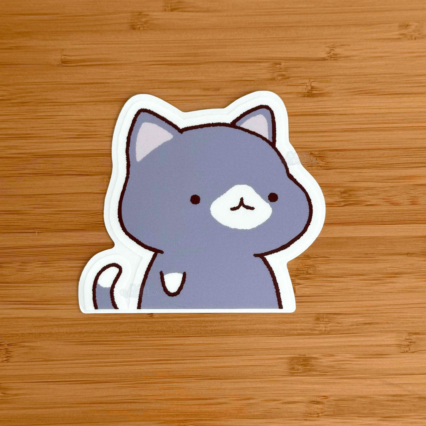 Gray Cat Peeker Sticker