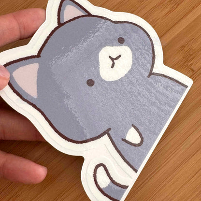 Gray Cat Peeker Sticker