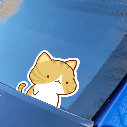 Beige Tabby Cat Peeker Sticker