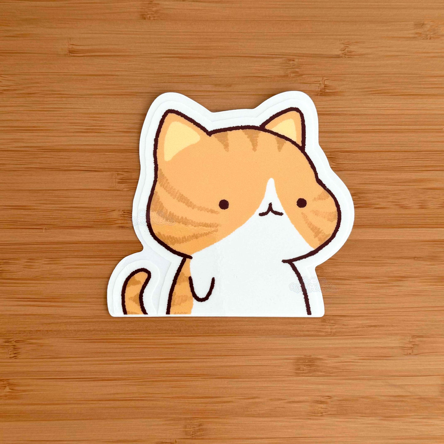 Beige Tabby Cat Peeker Sticker