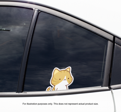 Beige Tabby Cat Peeker Sticker