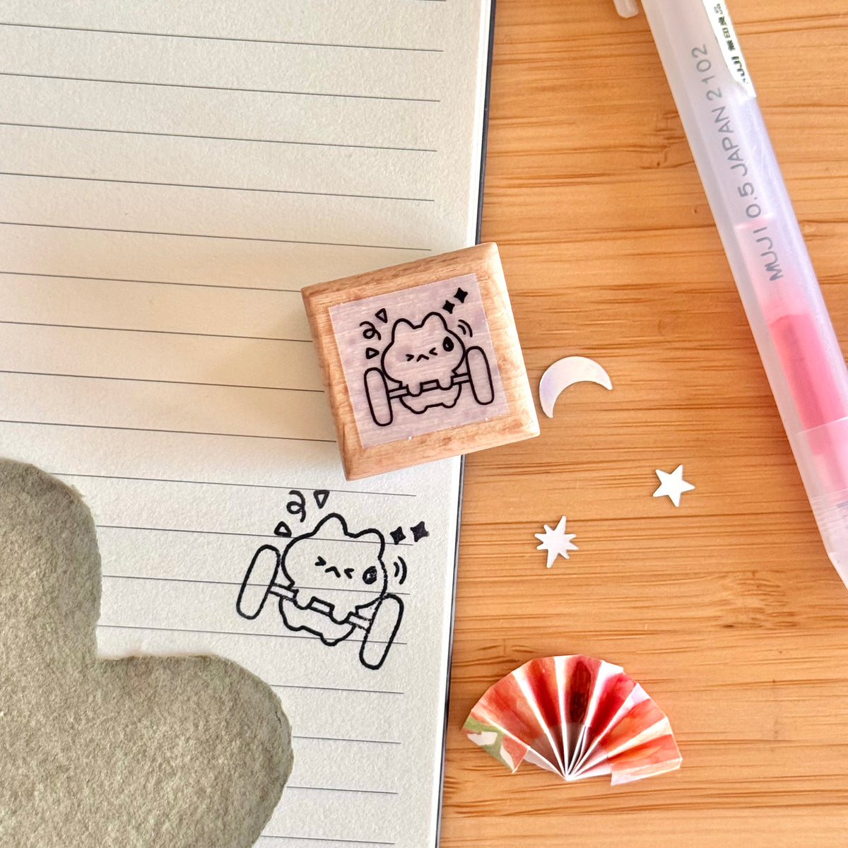 Lifting Weights Wooden Stamp