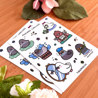 Pigeons Chilling Sticker Sheet