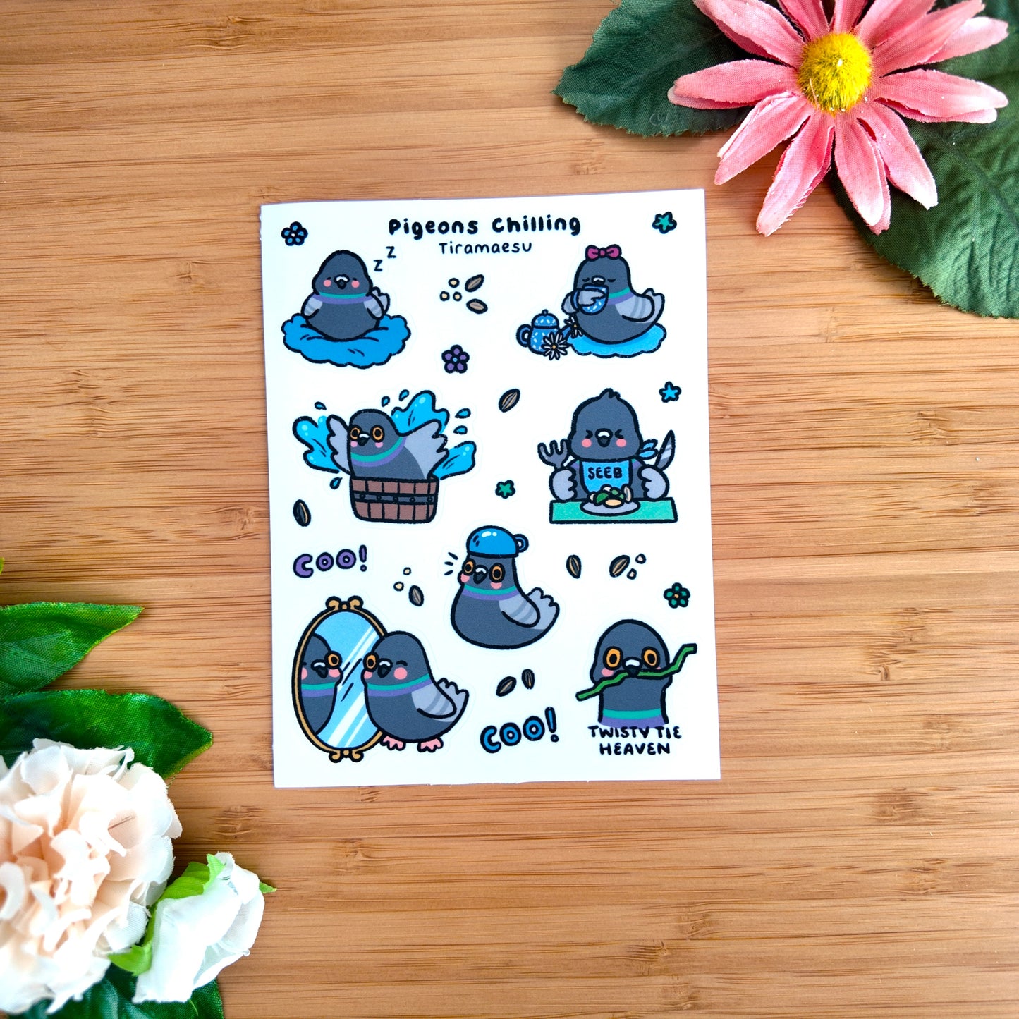 Pigeons Chilling Sticker Sheet