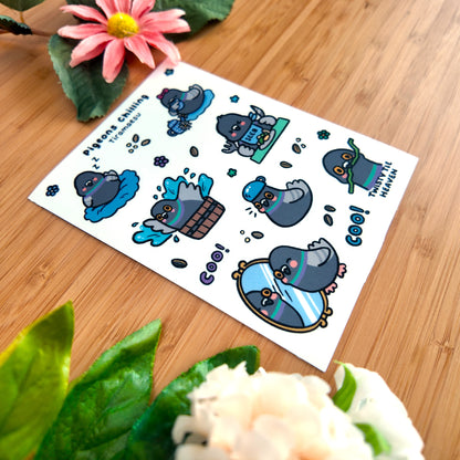 Pigeons Chilling Sticker Sheet