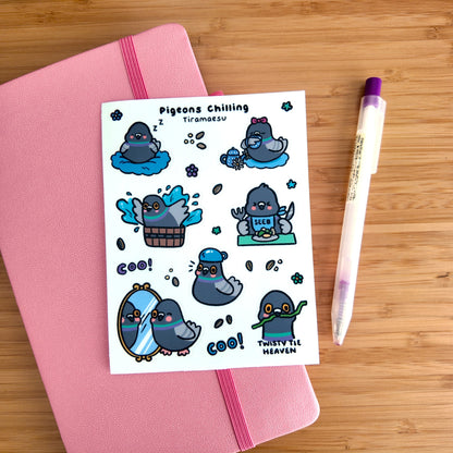Pigeons Chilling Sticker Sheet