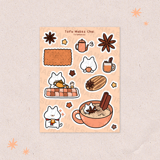 Tofu Makes Chai Sticker Sheet