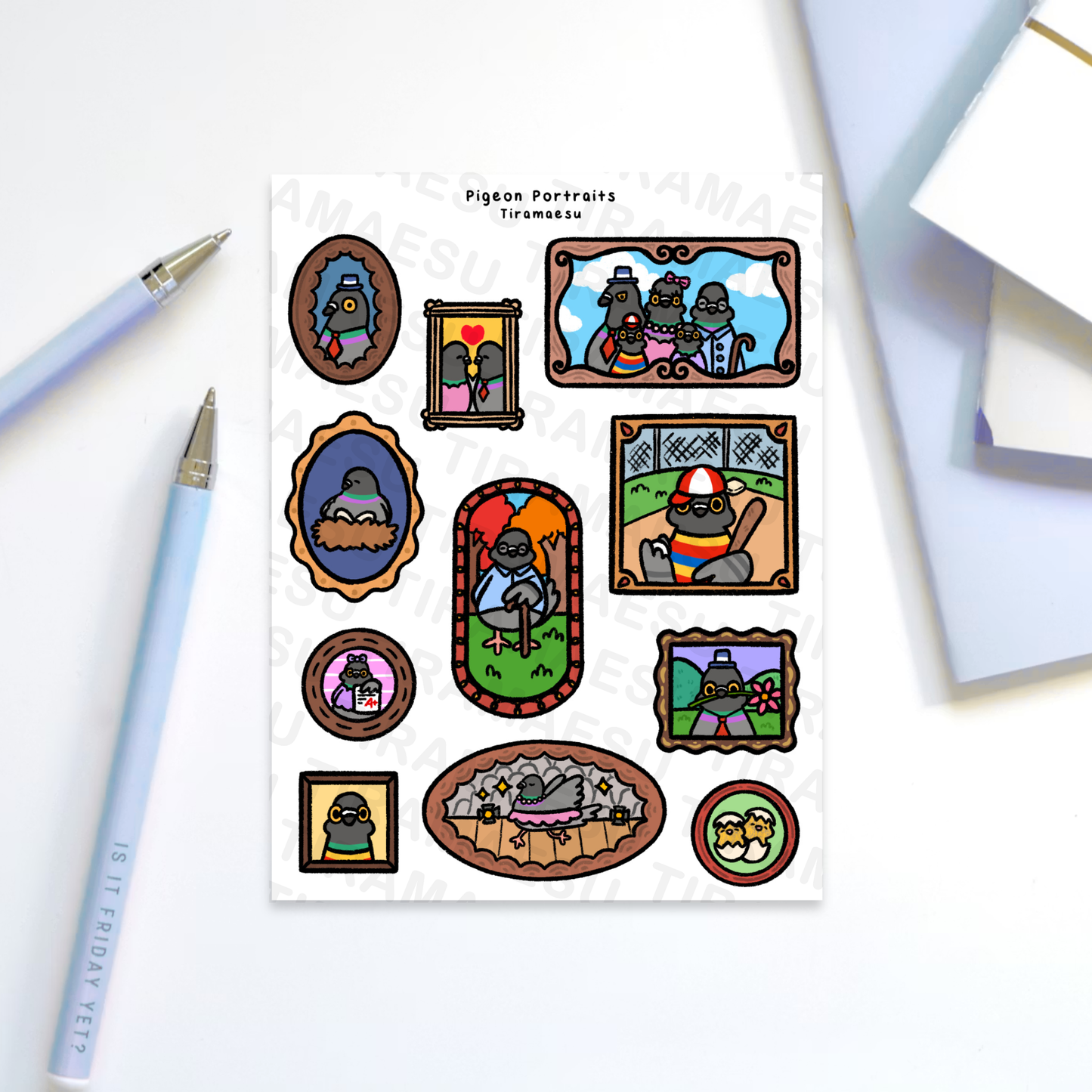 Pigeon Portraits Sticker Sheet