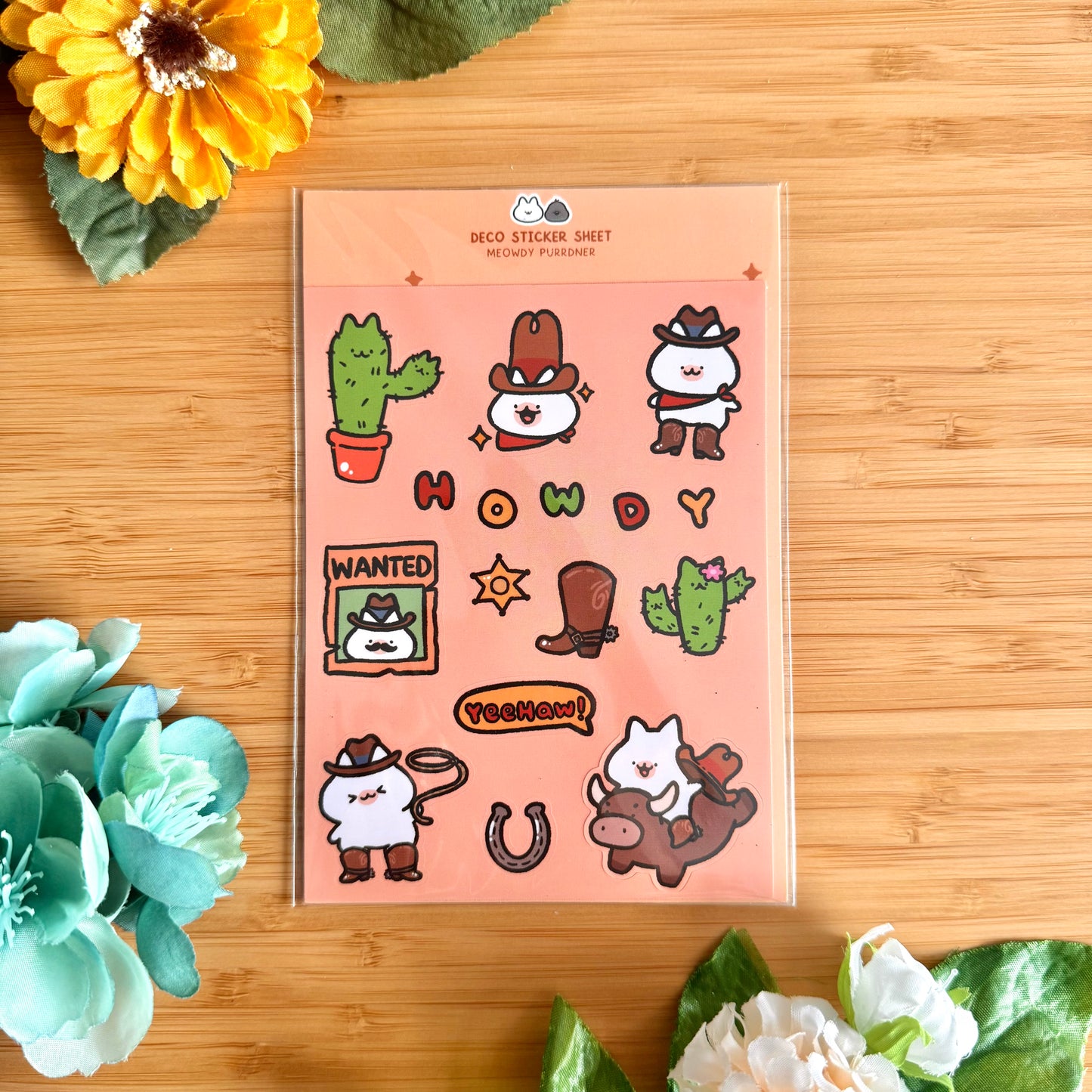 Meowdy Purrdner Sticker Sheet