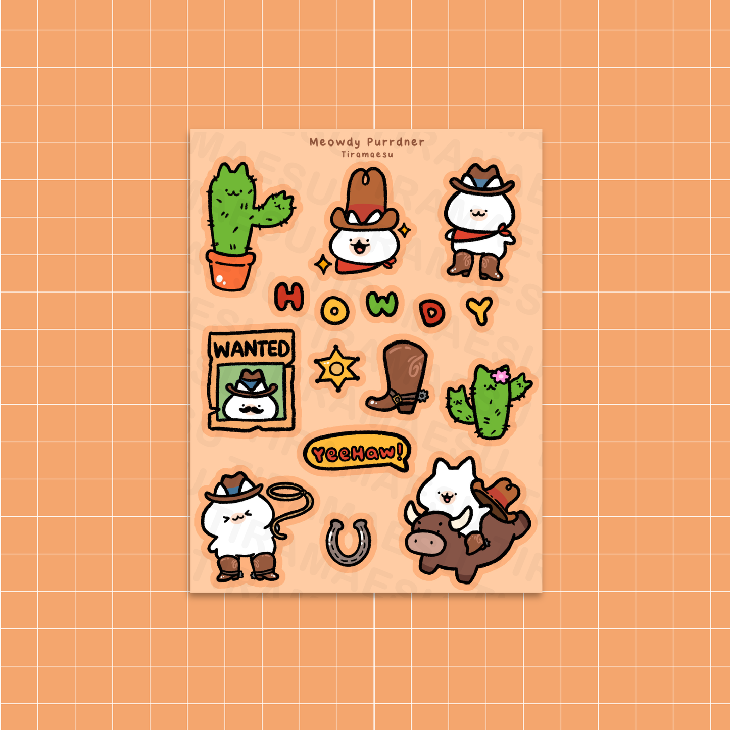 Meowdy Purrdner Sticker Sheet