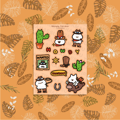 Meowdy Purrdner Sticker Sheet