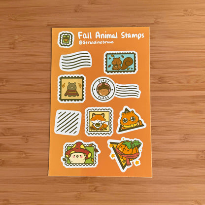 Fall Animal Stamps Sticker Sheet