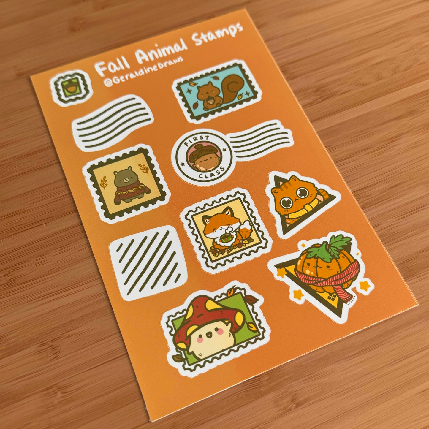 Fall Animal Stamps Sticker Sheet