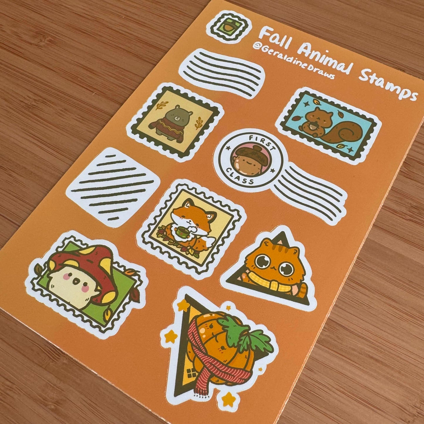 Fall Animal Stamps Sticker Sheet