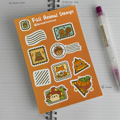 Fall Animal Stamps Sticker Sheet