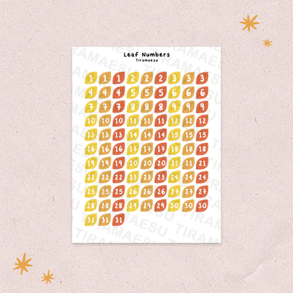 Leaf Numbers Sticker Sheet