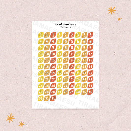 Leaf Numbers Sticker Sheet