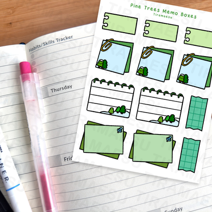 Pine Trees Memo Boxes Sticker Sheet