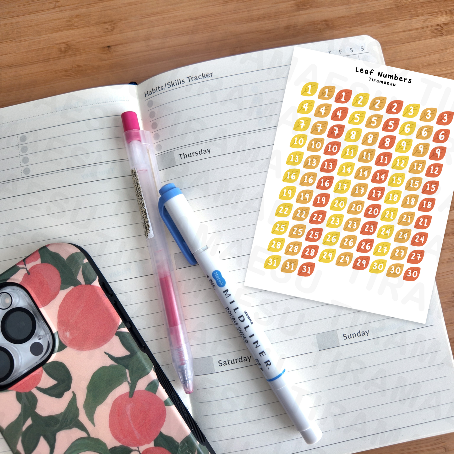 Leaf Numbers Sticker Sheet