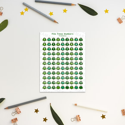 Pine Trees Numbers Sticker Sheet