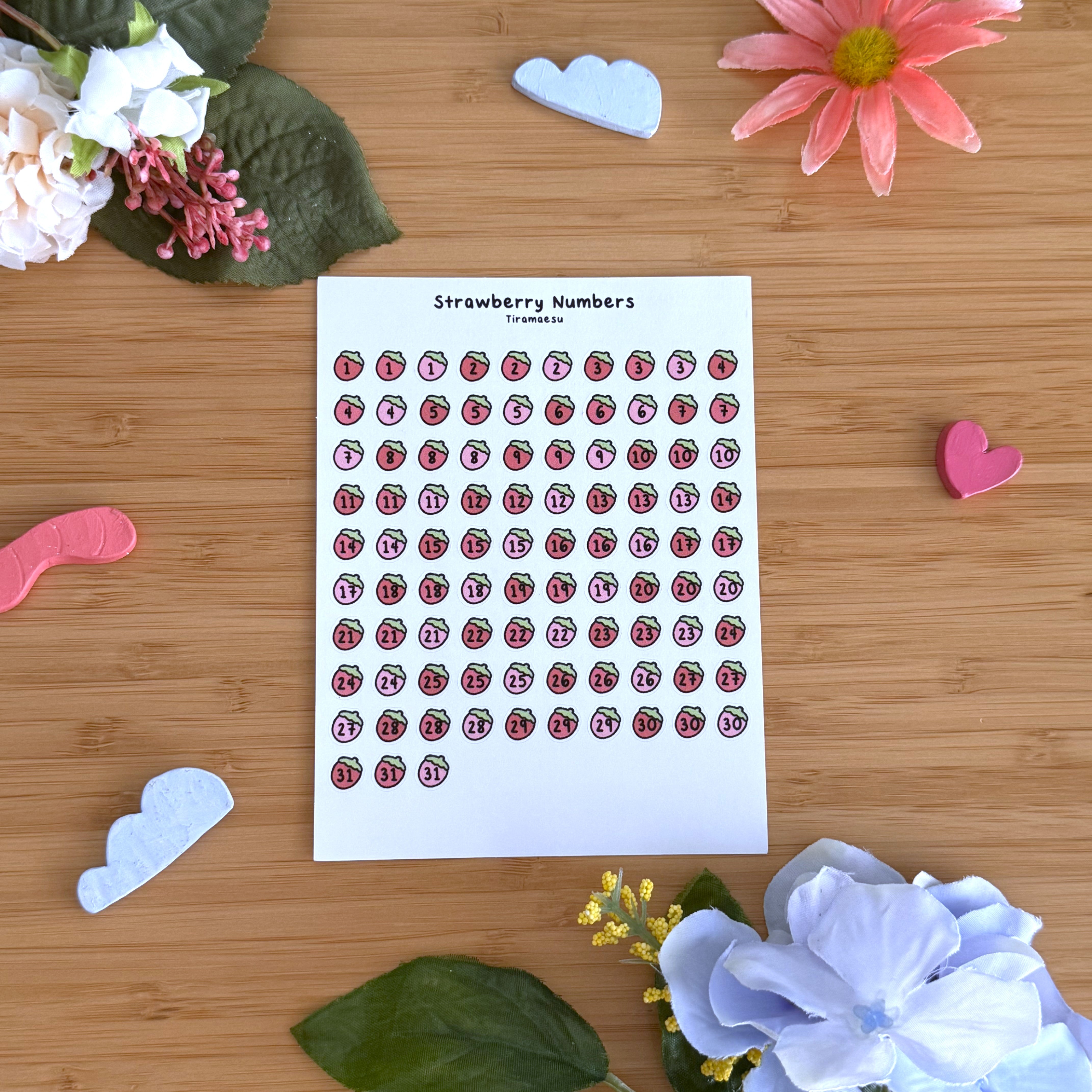Strawberry Numbers Sticker Sheet – Tiramaesu