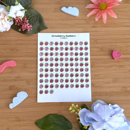 Strawberry Numbers Sticker Sheet
