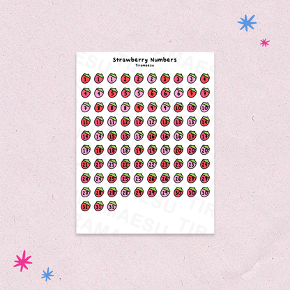 Strawberry Numbers Sticker Sheet