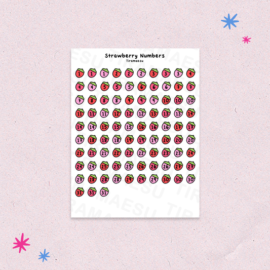 Strawberry Numbers Sticker Sheet