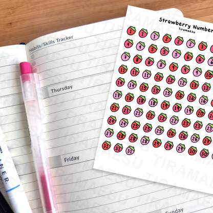 Strawberry Numbers Sticker Sheet