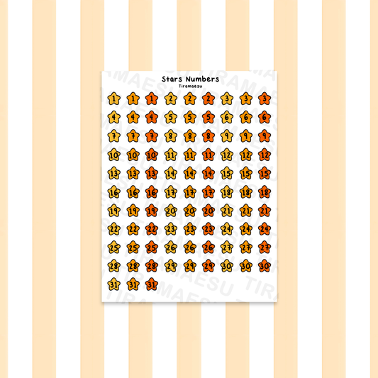 Star Numbers Sticker Sheet