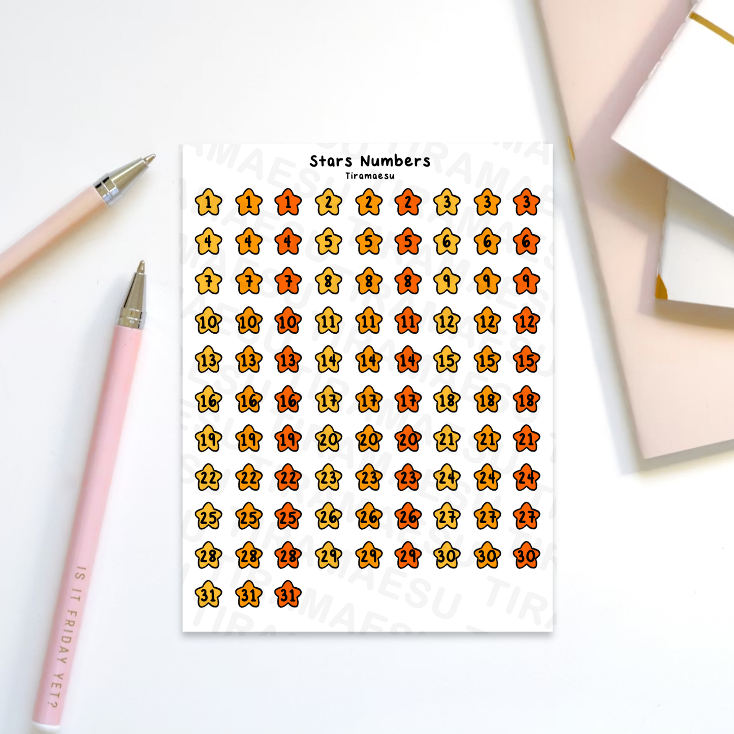 Star Numbers Sticker Sheet