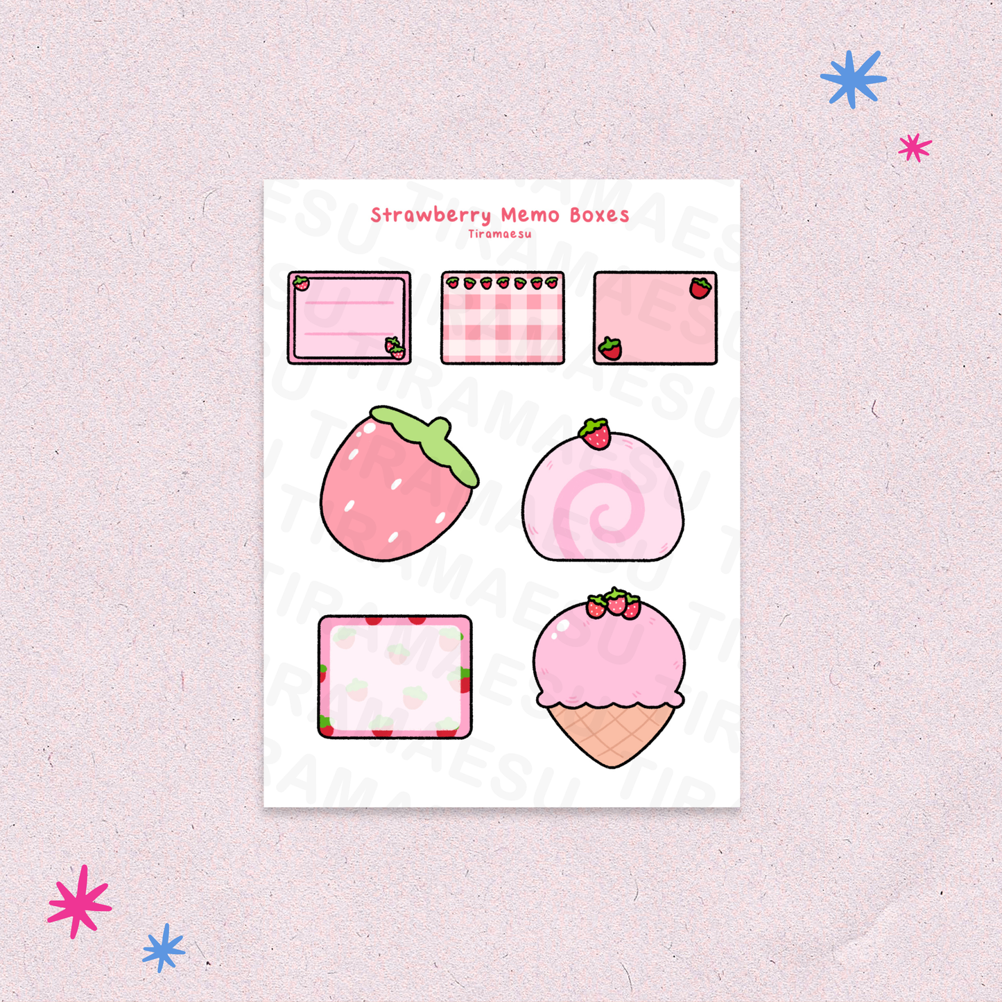 Strawberry Memo Boxes Sticker Sheet