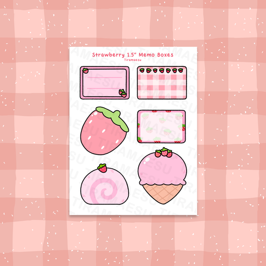 Strawberry 1.5in Memo Boxes Sticker Sheet