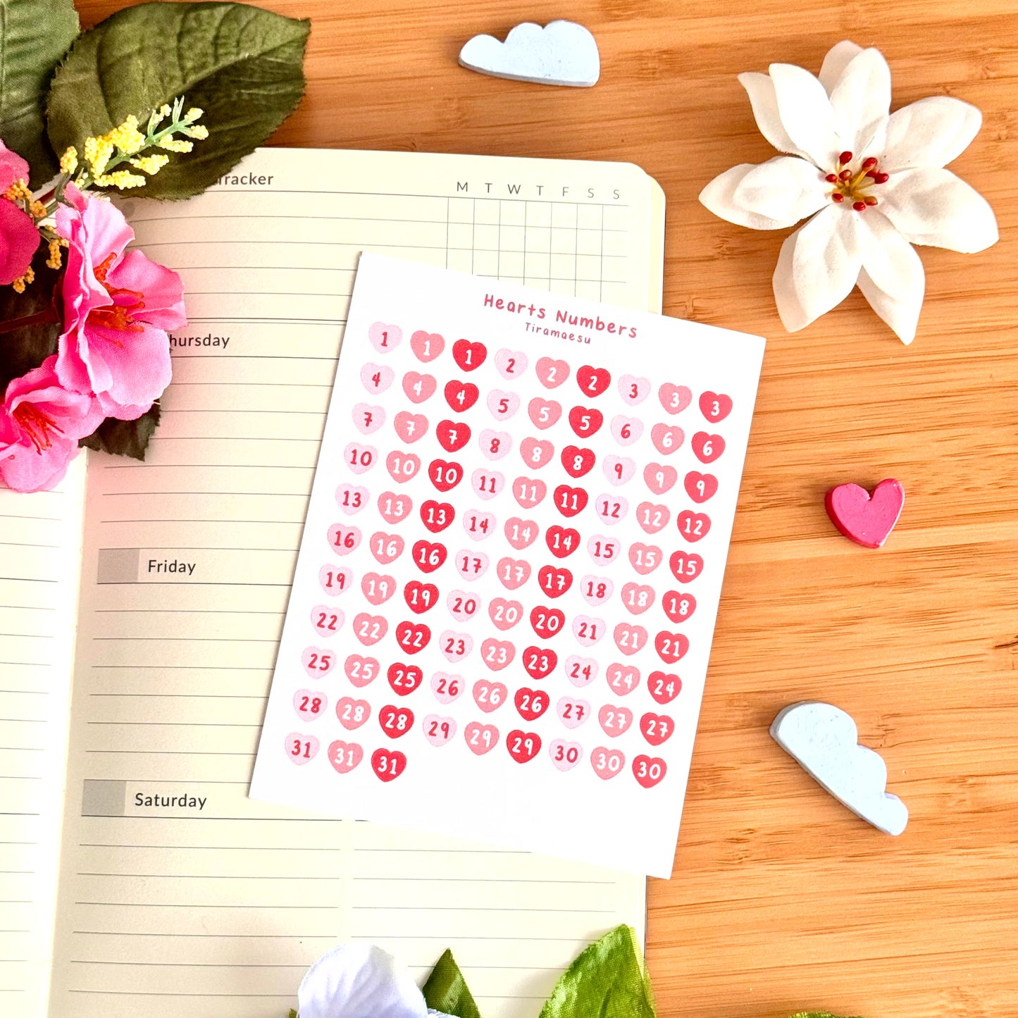 Heart Numbers Sticker Sheet