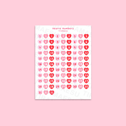 Heart Numbers Sticker Sheet