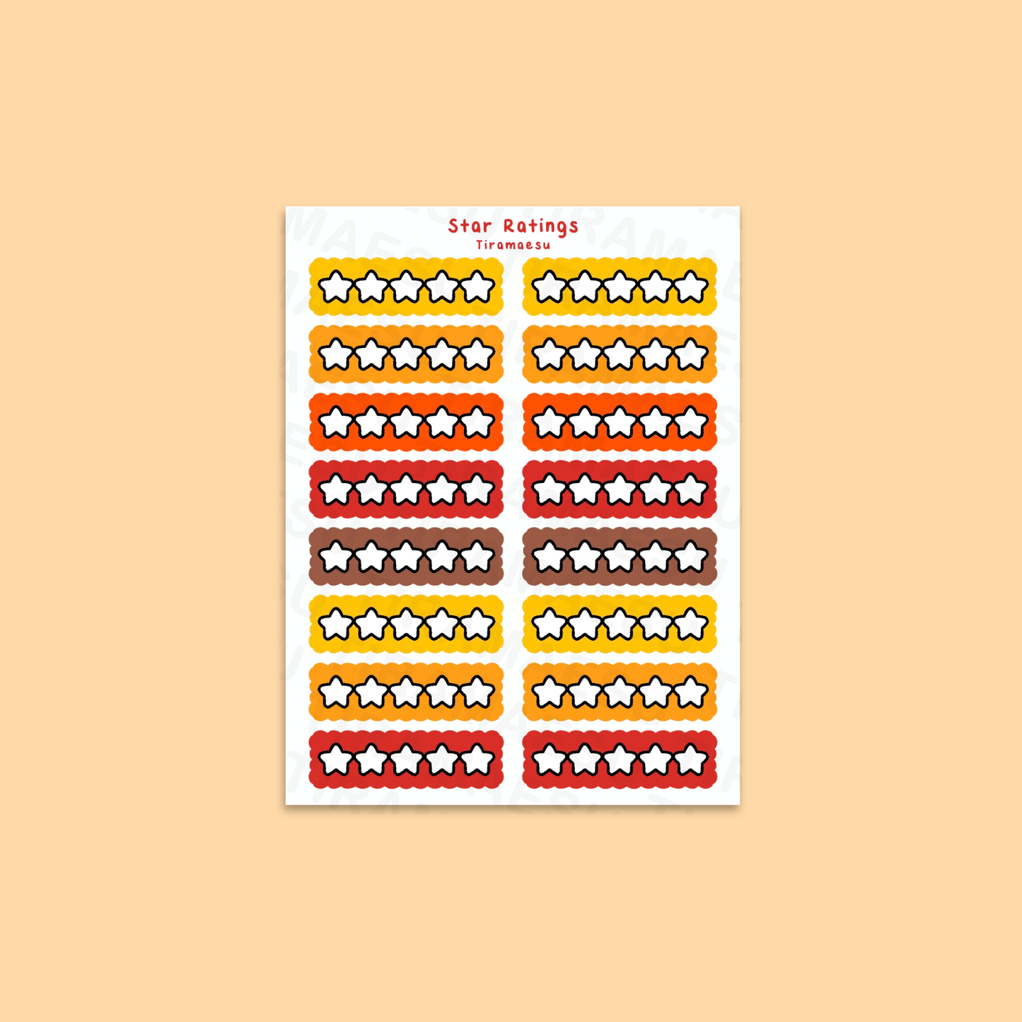Book Star Ratings Warm Sticker Sheet