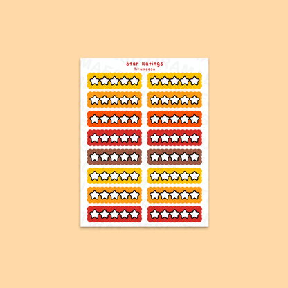 Book Star Ratings Warm Sticker Sheet