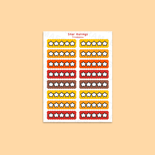 Book Star Ratings Warm Sticker Sheet