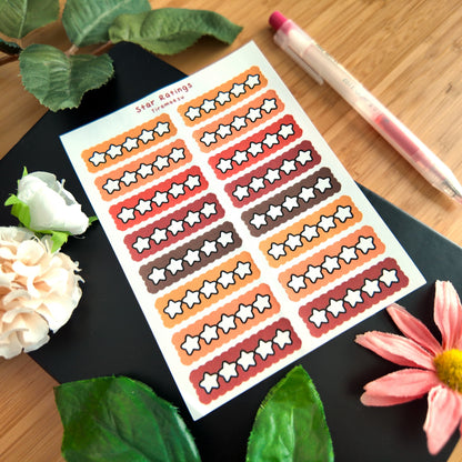Book Star Ratings Warm Sticker Sheet