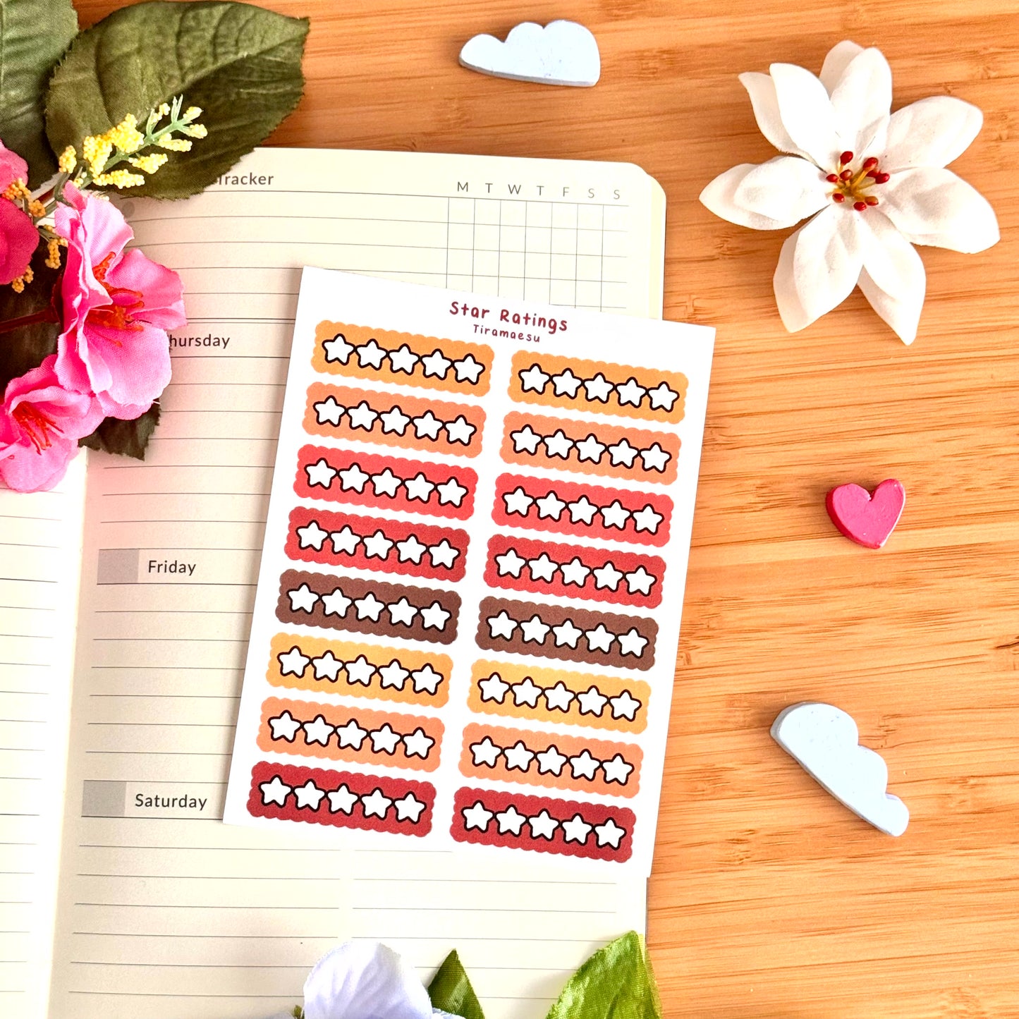 Book Star Ratings Warm Sticker Sheet