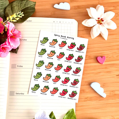 Spicy Book Rating Sticker Sheet